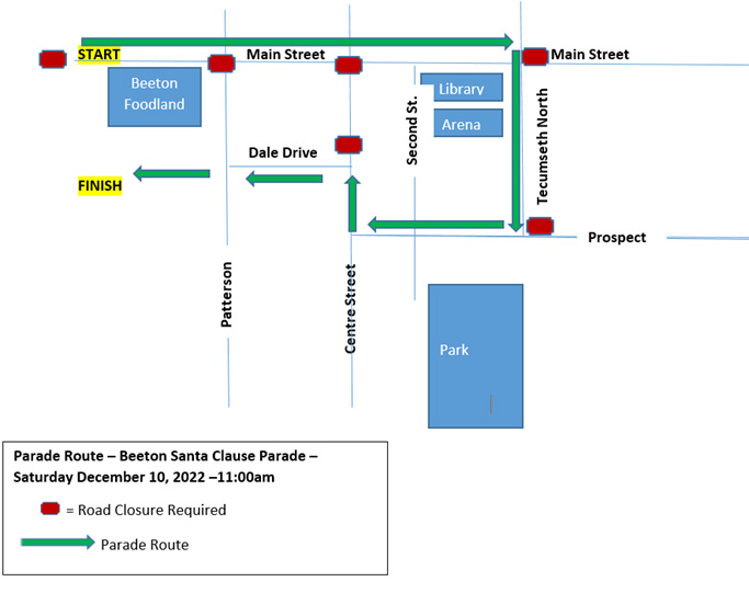 Beeton Santa Claus Parade Map